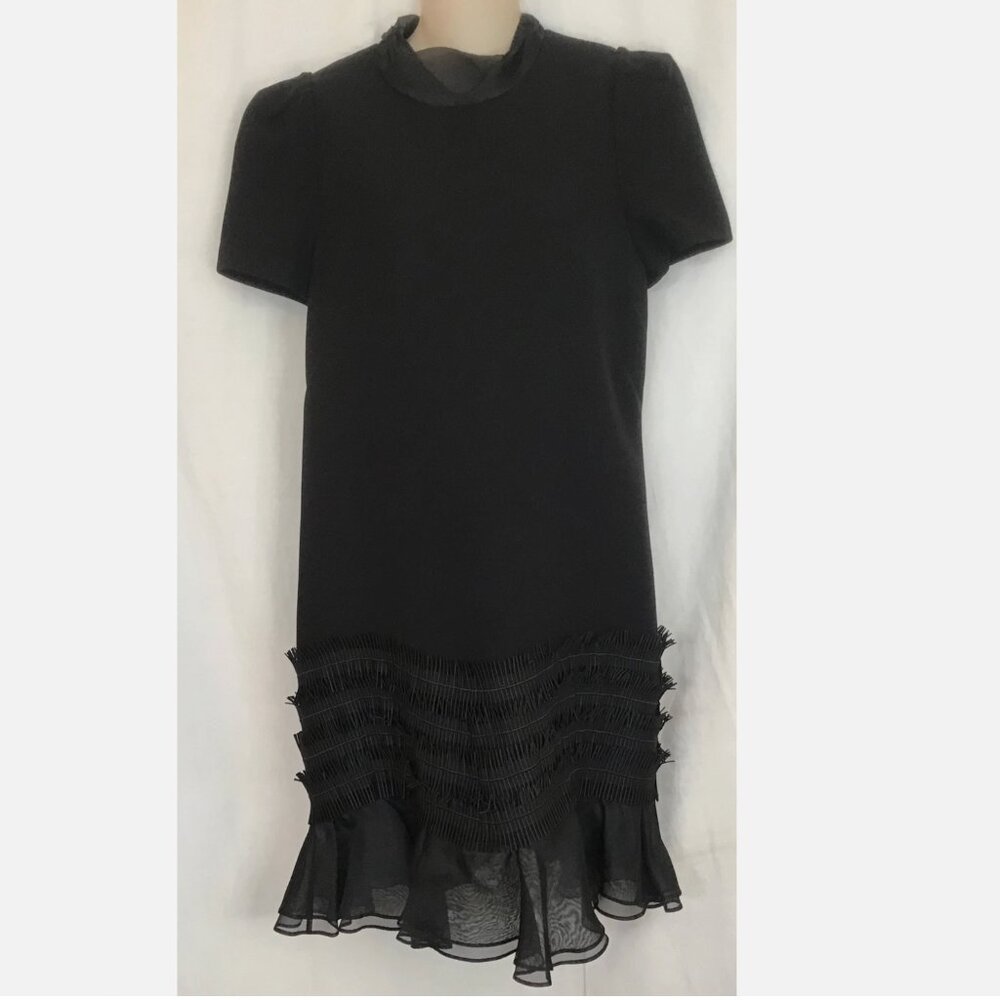 Camilla and Marc Melody Mini Dress Black Size 8 – Sheer Organza Sleeves & Ribbon